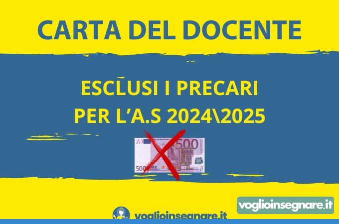 Carta Docente Bonus 500 Euro 2024/25: Esclusione per i Docenti Precari Confermata